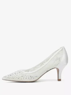 Chaussures de mariage en dentelle à bout pointu et talon chaton pour la mère des demoiselles d'honneur