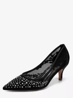 Chaussures de mariage en dentelle à bout pointu et talon chaton pour la mère des demoiselles d'honneur