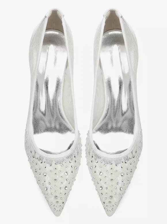 Chaussures de mariage en dentelle à bout pointu et talon chaton pour la mère des demoiselles d'honneur