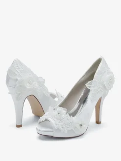 Chaussures de mariage Escarpins de mariée Satin Peep Toe