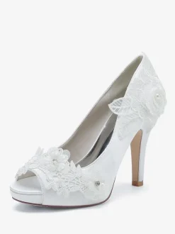 Chaussures de mariage Escarpins de mariée Satin Peep Toe