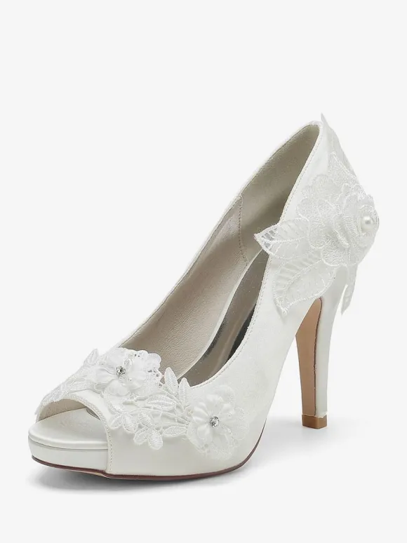 Chaussures de mariage Escarpins de mariée Satin Peep Toe