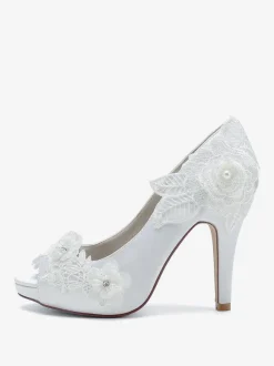 Chaussures de mariage Escarpins de mariée Satin Peep Toe