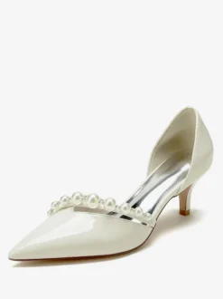 Chaussures De Mariage Escarpins De Mariée Vernis Bout Pointu Perles