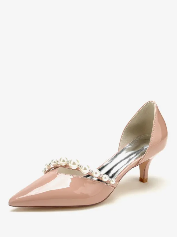 Chaussures De Mariage Escarpins De Mariée Vernis Bout Pointu Perles