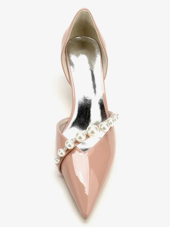 Chaussures De Mariage Escarpins De Mariée Vernis Bout Pointu Perles