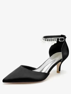 Chaussures de mariage Escarpins de mariée en satin à bout pointu