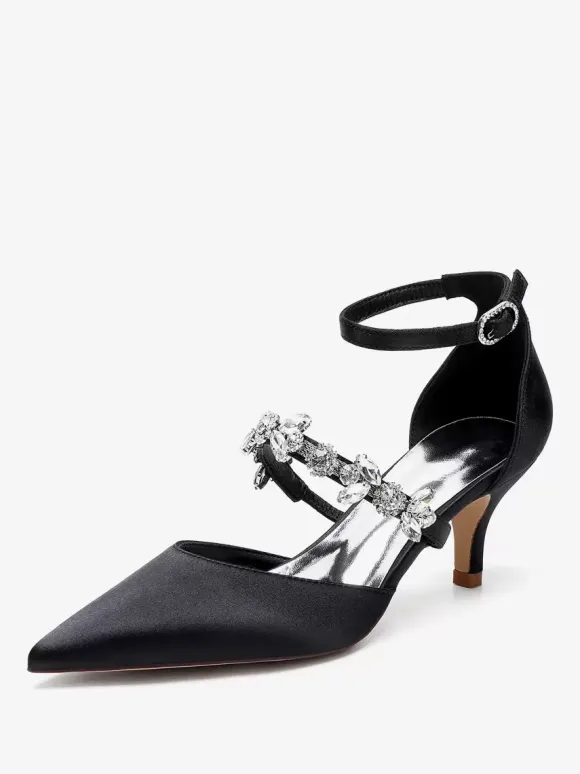 Chaussures de mariage Escarpins de mariée Satin Bout pointu Strass