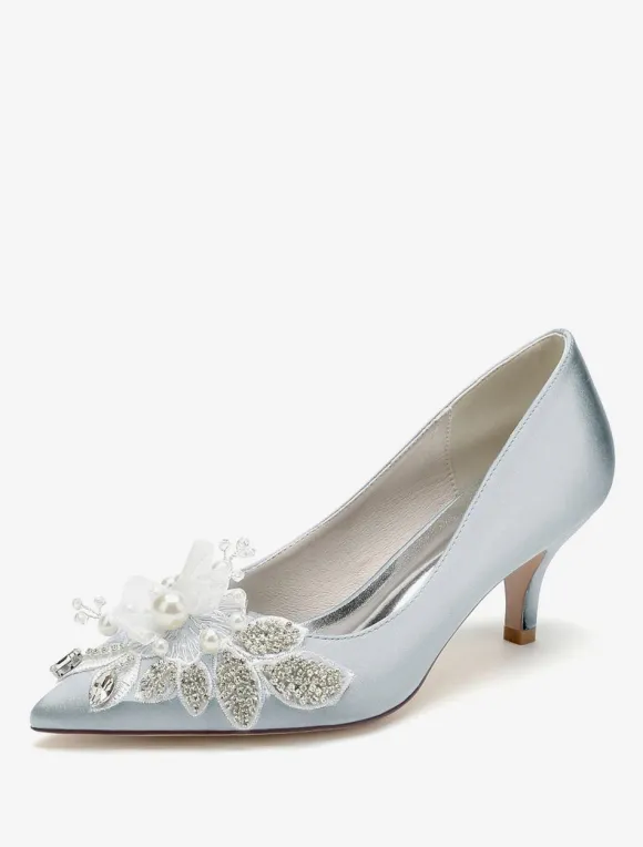 Chaussures de mariage Escarpins de mariée en satin à bout pointu