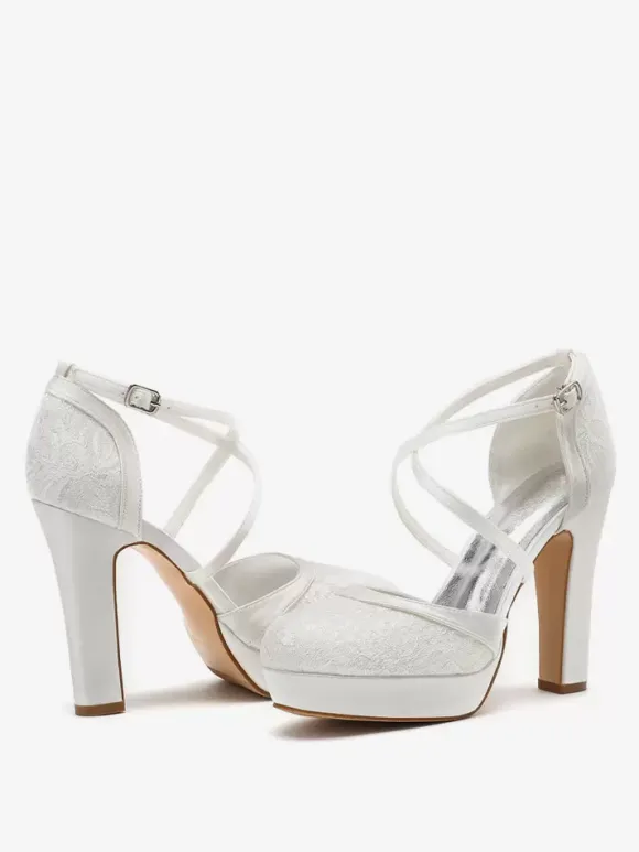 Chaussures de mariage Escarpins de mariée à bout rond brodés