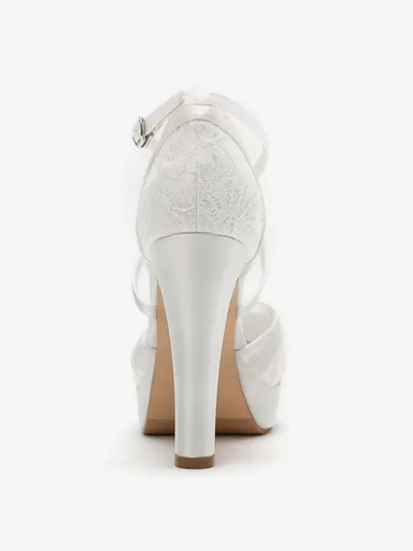 Chaussures de mariage Escarpins de mariée à bout rond brodés