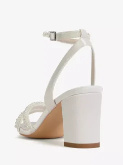 Chaussures de mariage ivoire à talons épais et perles