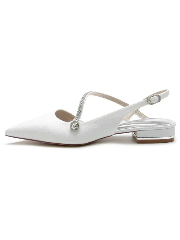 Chaussures de Mariage Plate Femme avec Bout Pointu Unicolore