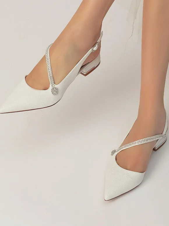 Chaussures de Mariage Plate Femme avec Bout Pointu Unicolore