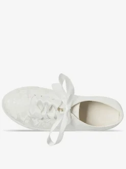 Chaussures de mariage pour femmes en toile à bout rond chaussures de baskets de mariée plates