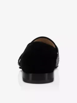 Chaussures de Mariage Soirée mocassins pour hommes en daim noir à bout carré sans lacet marié