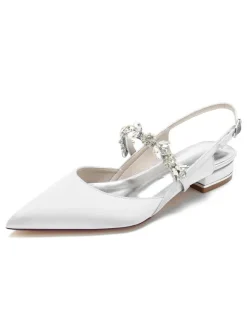 Chaussures de Mariages à Plate avec Bout Pointu en Paillette Unicolore