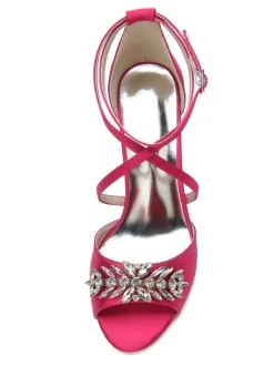 Chaussures de Mariages Femme à Talons Hauts avec Bout Ouvert Unicolore