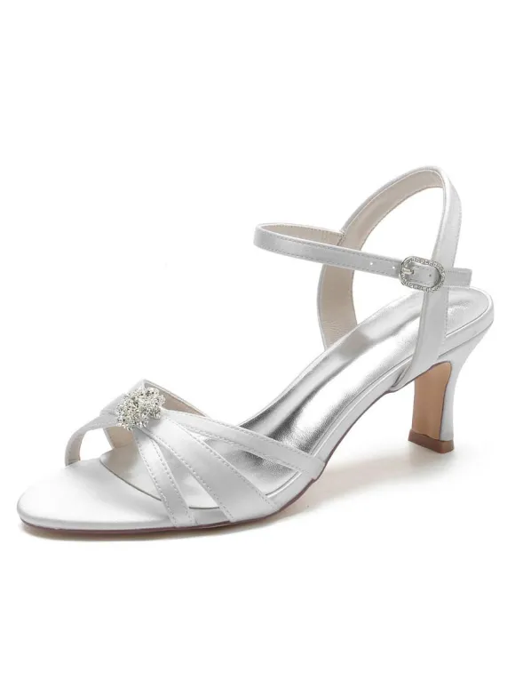 Chaussures de Mariée à Talons en Dentelle Femme avec Bout Ouvert Unicolore