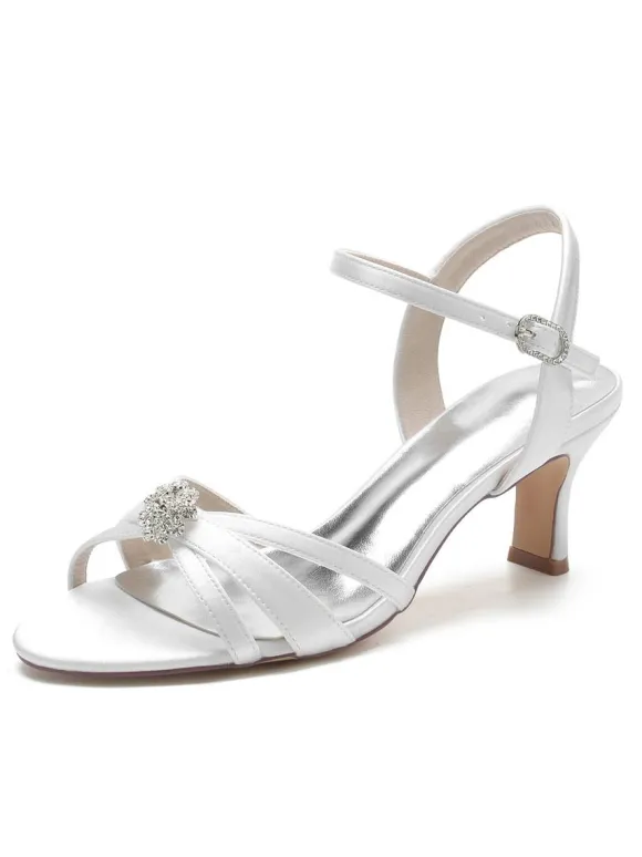 Chaussures de Mariée à Talons en Dentelle Femme avec Bout Ouvert Unicolore