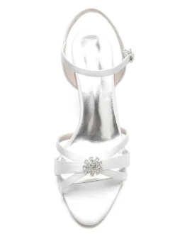 Chaussures de Mariée à Talons en Dentelle Femme avec Bout Ouvert Unicolore