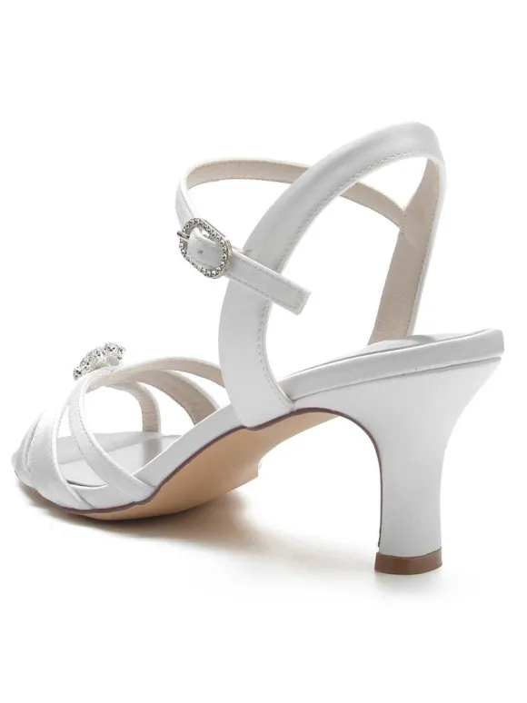 Chaussures de Mariée à Talons en Dentelle Femme avec Bout Ouvert Unicolore