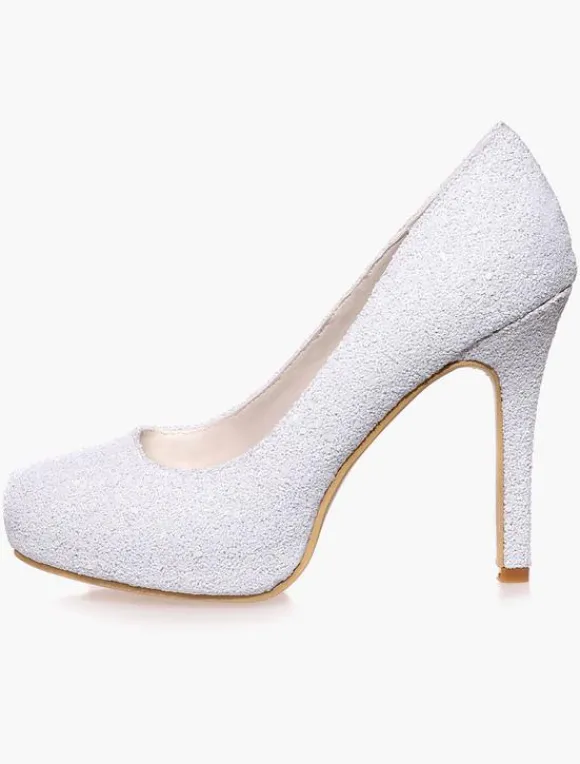 Chaussures de mariée à talons en tissu de paillettes talons couverts
