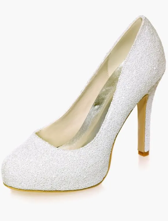 Chaussures de mariée à talons en tissu de paillettes talons couverts