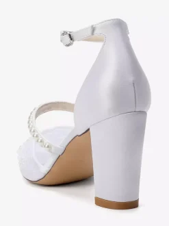 Chaussures de mariée à talons compensés bout pointu perles talons hauts