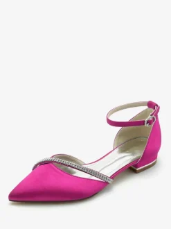Chaussures de mariée Ballerines de mariée Soie et satin Bout pointu Strass