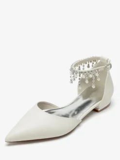 Chaussures De Mariée Chaussures Plates De Mariage En Cuir PU Bout Pointu