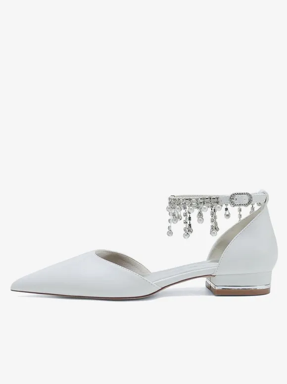Chaussures De Mariée Chaussures Plates De Mariage En Cuir PU Bout Pointu