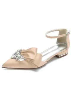 Chaussures de Mariée Femme à Plate en Cuir Synthétique avec Bout Pointu Unicolore