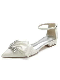 Chaussures de Mariée Femme à Plate en Cuir Synthétique avec Bout Pointu Unicolore
