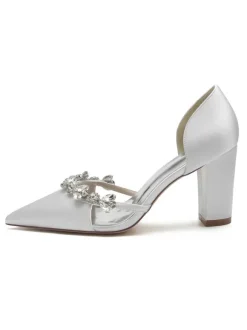 Chaussures de Mariée Femme à Talons Hauts en Cuir Synthétique avec Bout Pointu Unicolore