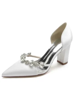 Chaussures de Mariée Femme à Talons Hauts en Cuir Synthétique avec Bout Pointu Unicolore