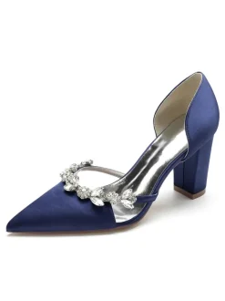 Chaussures de Mariée Femme à Talons Hauts en Cuir Synthétique avec Bout Pointu Unicolore