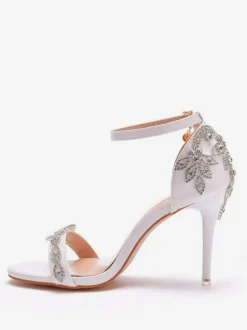 Chaussures de Mariée Femme avec Bout Ouvert à Talons Hauts Unicolore