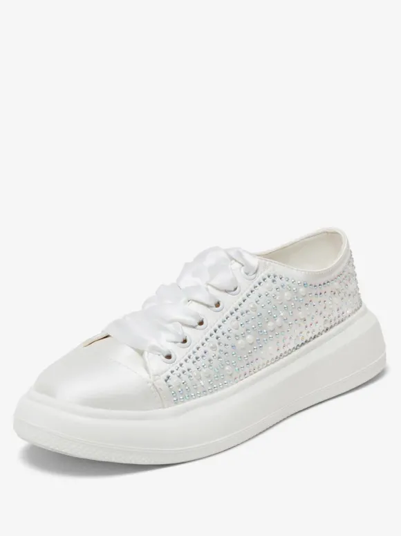 Chaussures de mariée femme mariage en dentelle à bout rond