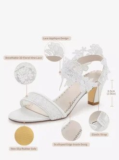 Chaussures de mariée ivoire à lacets bout ouvert et talon compensé