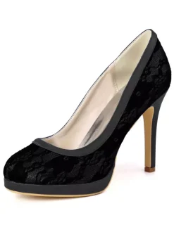 Chaussures de mariée ivoire en PU talon haut plateforme chaussures mariage