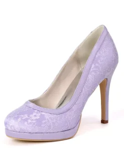 Chaussures de mariée ivoire en PU talon haut plateforme chaussures mariage
