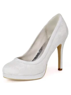 Chaussures de mariée ivoire en PU talon haut plateforme chaussures mariage