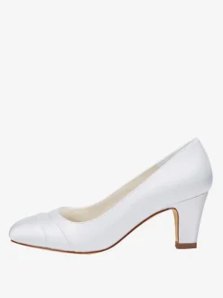 Chaussures de mariée ivoire en satin talon carré