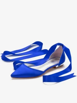 Chaussures de mariée plates ivoire à lacets bout pointu