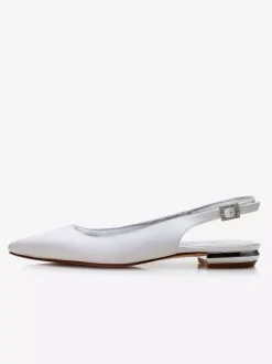 Chaussures de mariée plate blanche en soie de satin chaussures de mariage