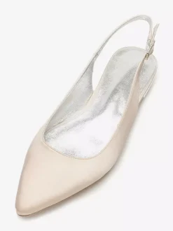 Chaussures de mariée plate blanche en soie de satin chaussures de mariage
