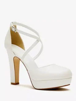 Chaussures de mariée plateforme talon haut boucle réglable