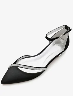 Chaussures de mariée plate argent en soie de satin chaussures de mariage