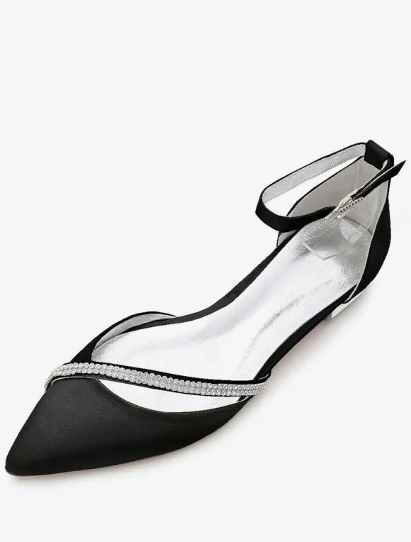 Chaussures de mariée plate argent en soie de satin chaussures de mariage